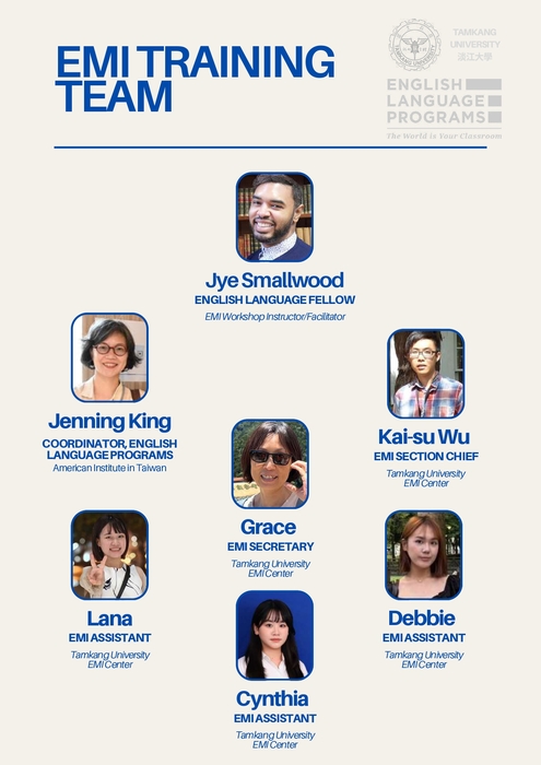 【雙語計畫-教師活動】轉知：淡江大學全英語教學推動中心辦理「EMI教師專業培訓課程」，請惠予公告周知並鼓勵教師報名參加，請查照。圖片